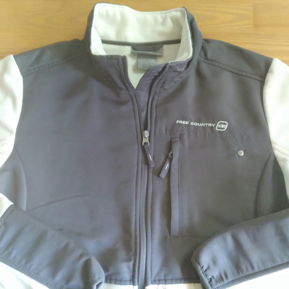 Free Country Men's Cream Gray Outdoors Fleece Soft Shell Gorpcore‎ Winter Jacket - Picture 3 of 12